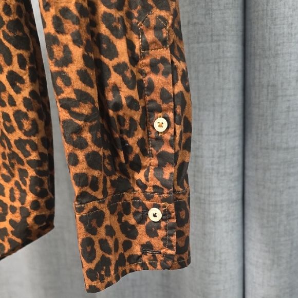 Talbots Brown and Black Animal Print Shirt - Picture 7 of 14